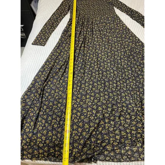 Fee People Hello and Goodbye Mesh Black Floral Long Sleeve Maxi Dress Sm Cottage - Picture 5 of 12